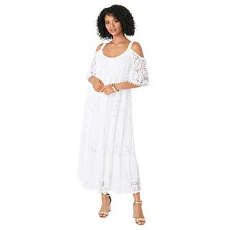 Roaman's Women's Plus Size Lace Panelled Maxi Dress