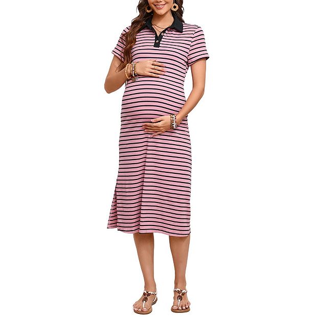 summer bodycon maternity dress fheaev Maxi Maternity Dresses for Women Sleeveless Mock Neck Backless  Halter Vacation Style Bodycon Summer Pregnancy Clothes Black XL