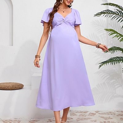 strapless open back dress Amber Maternity Baby Shower Dress in Lapis Blue – Room For Two main image 0