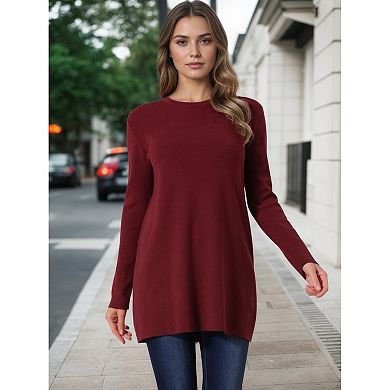Women's Pullover Sweater Crewneck Long Sleeve Oversized Tunic Fall Sweater Loose Winter Top
