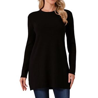 Women's Pullover Sweater Crewneck Long Sleeve Oversized Tunic Fall Sweater Loose Winter Top