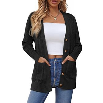Casual Sweater Cardigan for Women's Twist Knit Fall Winter Long Trendy Cardigans