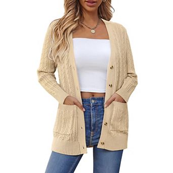 Casual Sweater Cardigan for Women's Twist Knit Fall Winter Long Trendy Cardigans