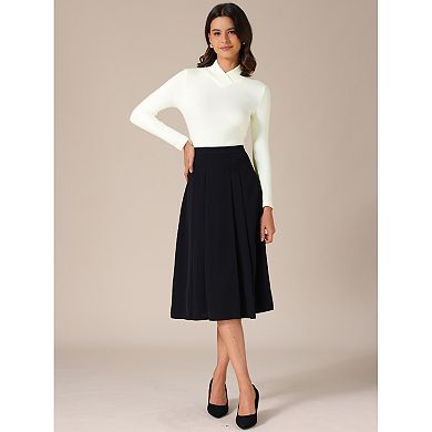 Women's Asymmetrical Collar T-Shirts Solid Color Long Sleeves Slim Fitted Basic Tops