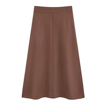 Women's Sweater A-Line Skirts Elastic High Waist Stretchy Ribbed Knit Fashion Midi Skirt