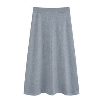 Women's Sweater A-Line Skirts Elastic High Waist Stretchy Ribbed Knit Fashion Midi Skirt