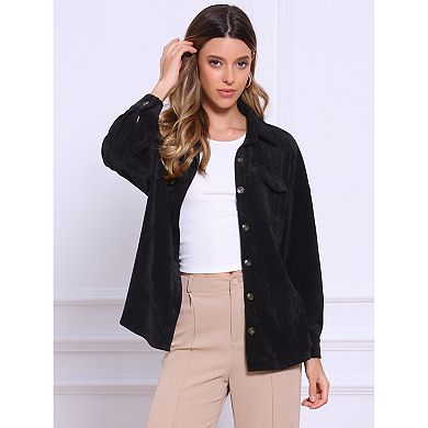 Corduroy Shirts for Women's Button Down Long Sleeve Casual Jacket