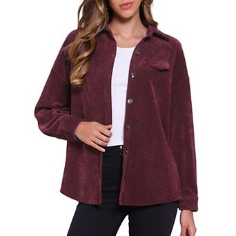 Corduroy Shirts for Women's Button Down Long Sleeve Casual Jacket