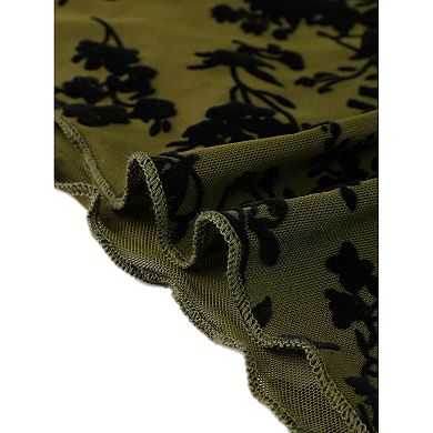 Floral Skirt for Women's Elastic High Waist Mesh Fishtail Fall Winter Elegant Midi Skirt