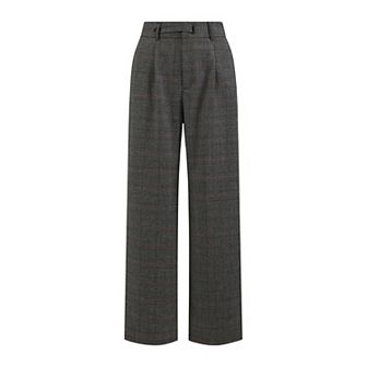 Women's Plaid Work Pant Vintage Houndstooth Wide Leg Straight Long Trousers