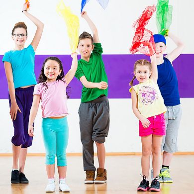Dance Scarves, 12 Pcs Square Juggling Scarves 24 by 24 Inches for Play Magic Music Activity Juggling