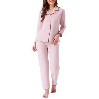 Women's Pajama Set Fleece Flannel Button Up Long Sleeve Notched Collar Pants with Pockets Loungewear