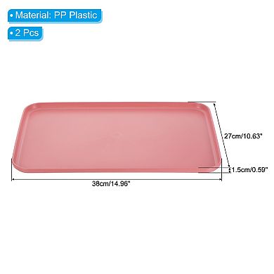 15"x11" Fast Food Tray, 2 Pack PP Plastic Reusable Non-Slip Rectangle Serving Tray