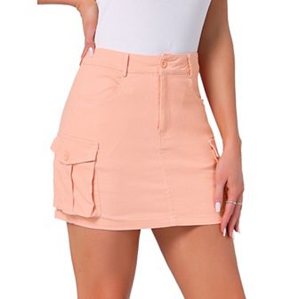 Casual Cargo Skirt for Women's Cotton Blend Low Waist Stretch Denim Mini Skirt