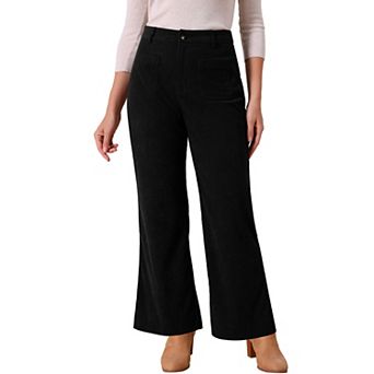 Women's Corduroy Pants Casual High Waisted One Buttoned Loose Wide Leg Pants with Pockets