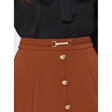 A-Line Midi Flare Skirt for Women's Vintage High Waist Pleated Skirts