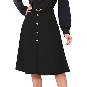 A-Line Midi Flare Skirt for Women's Vintage High Waist Pleated Skirts