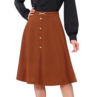 A-Line Midi Flare Skirt for Women's Vintage High Waist Pleated Skirts