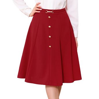 A-Line Midi Flare Skirt for Women's Vintage High Waist Pleated Skirts