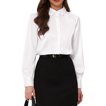 Casual Work Shirt for Women's Button Cuffed Collared Office Fall Trendy Shirts Blouses