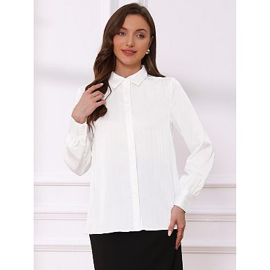 Casual Work Shirt for Women's Button Cuffed Collared Office Fall Trendy Shirts Blouses