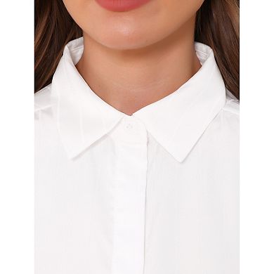 Casual Work Shirt for Women's Button Cuffed Collared Office Fall Trendy Shirts Blouses