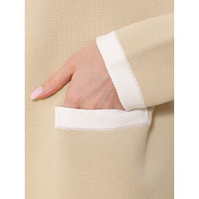 Knitted Cardigan for Women's Long Sleeve Contrast Button Down Crew Neck Sweater Shirts