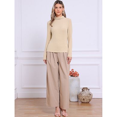 Long Sleeve Sweaters Tops for Women Mock Turtle Neck Slim Fit Tee Casual Trendy Pullover Sweater