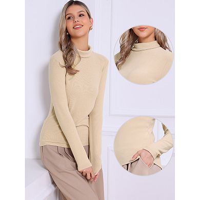 Long Sleeve Sweaters Tops for Women Mock Turtle Neck Slim Fit Tee Casual Trendy Pullover Sweater