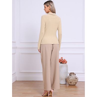 Long Sleeve Sweaters Tops for Women Mock Turtle Neck Slim Fit Tee Casual Trendy Pullover Sweater