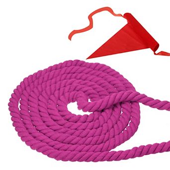 25 Feet Tug of War Rope for Adults Teen, 3-Strand Natural Twisted Cotton Rope with Flag