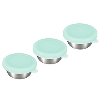 3 pc Salad Dressing Container to Go, 1.7oz Stainless Steel Condiment Container with Leakproof Lids