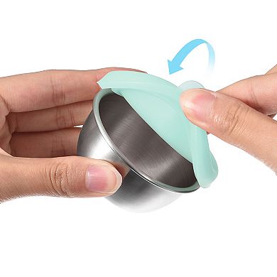 3pcs Salad Dressing Container to Go, 1.7oz Stainless Steel Condiment Container with Leakproof Lids