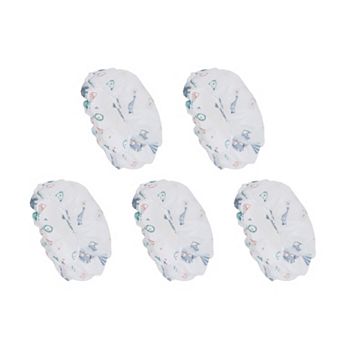 5 pc Crown Single Layer Shower Cap for Bathroom