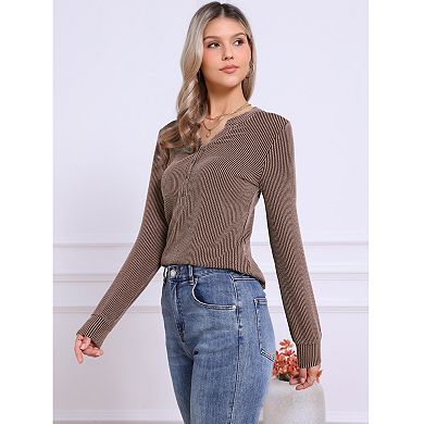 Notched Collar Tops for Women Button Down Long Sleeves Wavy Lines Casual Top