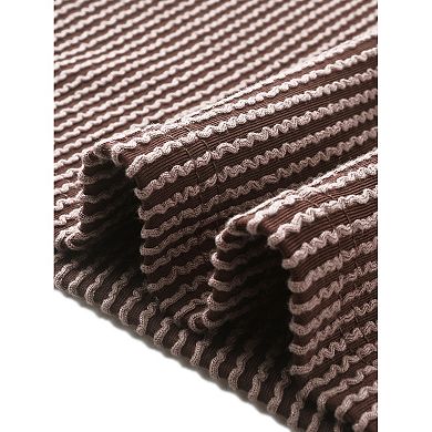 Notched Collar Tops for Women Button Down Long Sleeves Wavy Lines Casual Top