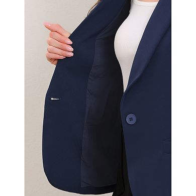 Work Blazer for Women Shawl Lapel 3/4 Sleeves Pocket Single Button Suit