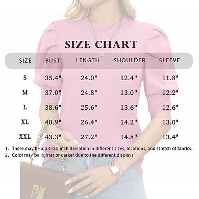 Women's Short Sleeve Trendy Sweater Crewneck Pullover Cute Knitted Babydoll Tops