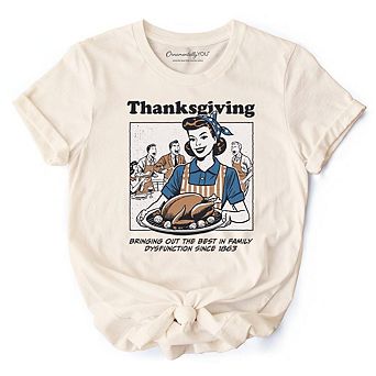 Thanksgiving Family Dysfunction Retro T-Shirt, Funny Holiday Humor Tee for Sarcastic Families