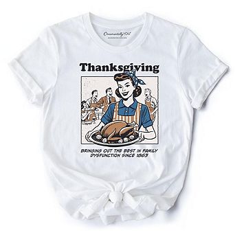 Thanksgiving Family Dysfunction Retro T-Shirt, Funny Holiday Humor Tee for Sarcastic Families