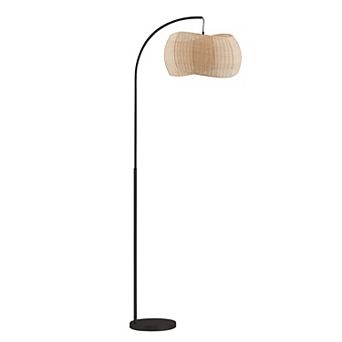 Wave Pendant 81" LED Arc Standing Floor Lamp with Wicker Shade