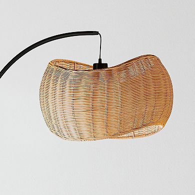 Wave Pendant 81" LED Arc Standing Floor Lamp with Wicker Shade