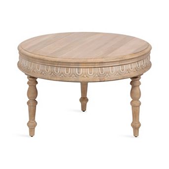 Patresa Carved Round Wood Coffee Table