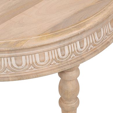 Patresa Carved Round Wood Coffee Table