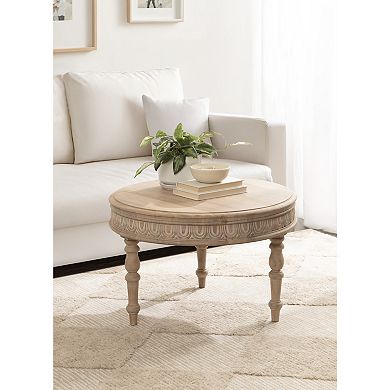 Patresa Carved Round Wood Coffee Table