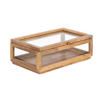 Curiel Decorative Wood and Glass Storage Box