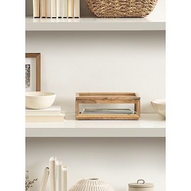 Curiel Decorative Wood and Glass Storage Box