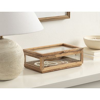 Curiel Decorative Wood and Glass Storage Box