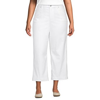 Plus Size Lands' End Denim High Rise Wide Leg Crop Jeans