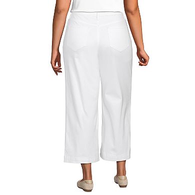 Plus Size Lands' End Denim High Rise Wide Leg Crop Jeans